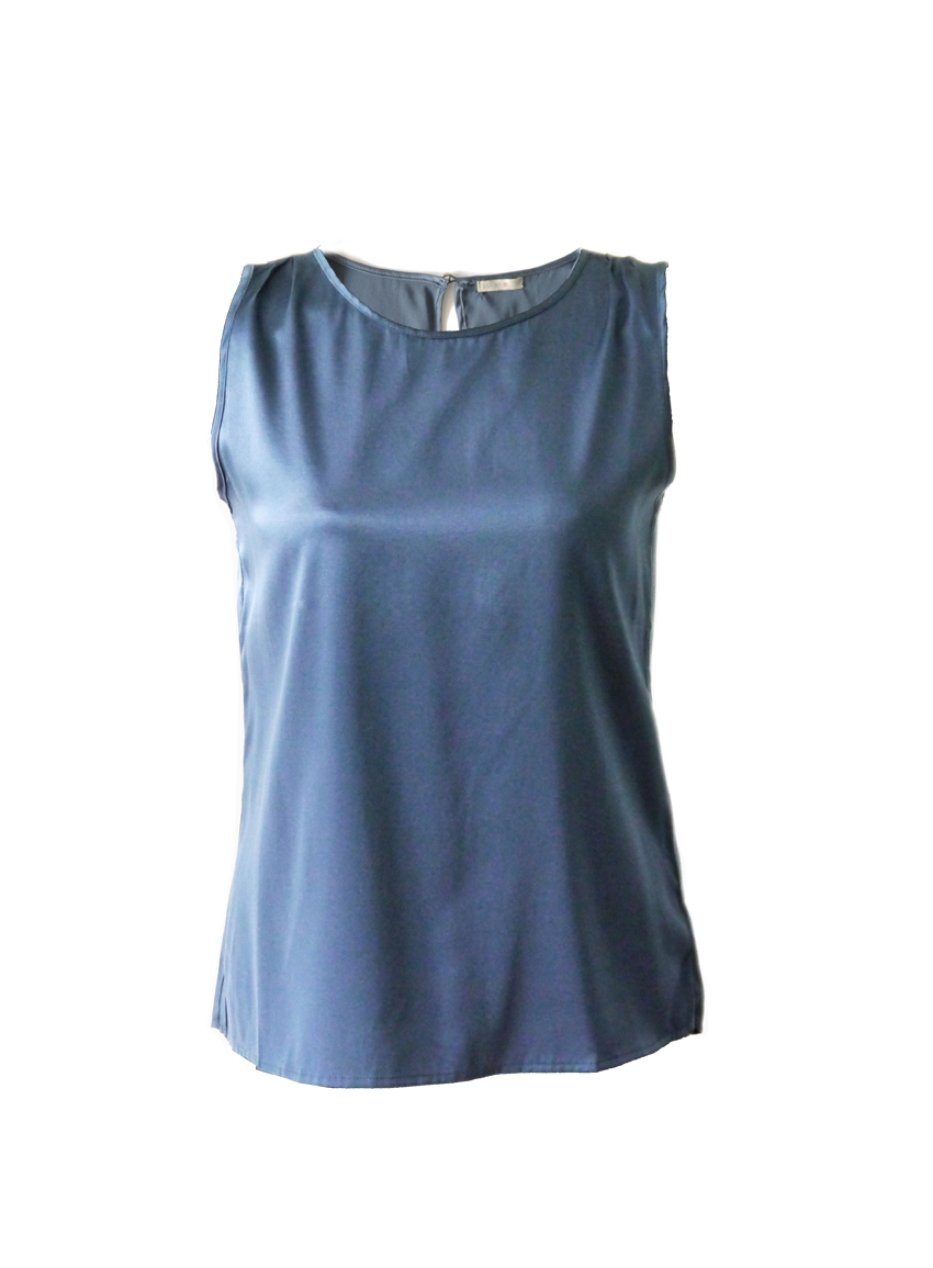 Marine blauw zijden top – Zijden dames blouses ISSA WHO
