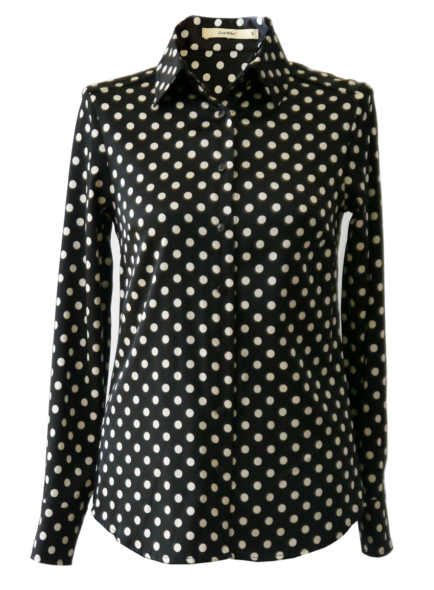 Polkadot zwart blouse – Zijden dames blouses ISSA WHO Boutique